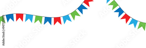 colorful triangle flag party on white background, decoration element, Vector illustration in eps 10.