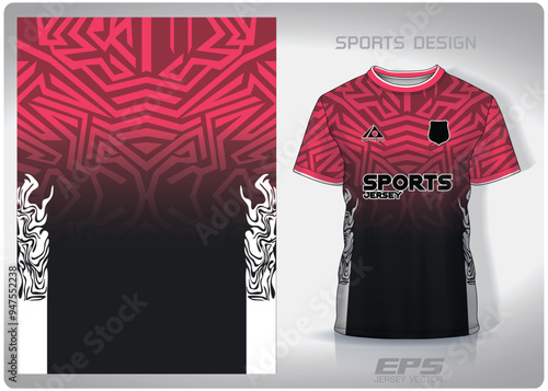 Vector sports shirt background image.Red black white smoke stencil pattern design, illustration, textile background for sports t-shirt, football jersey shirt