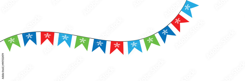 Obraz premium colorful triangle flag party on white background, decoration element, Vector illustration in eps 10.