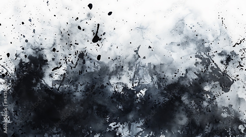 Black and White Abstract Ink Painting Black and White Abstract Ink Painting