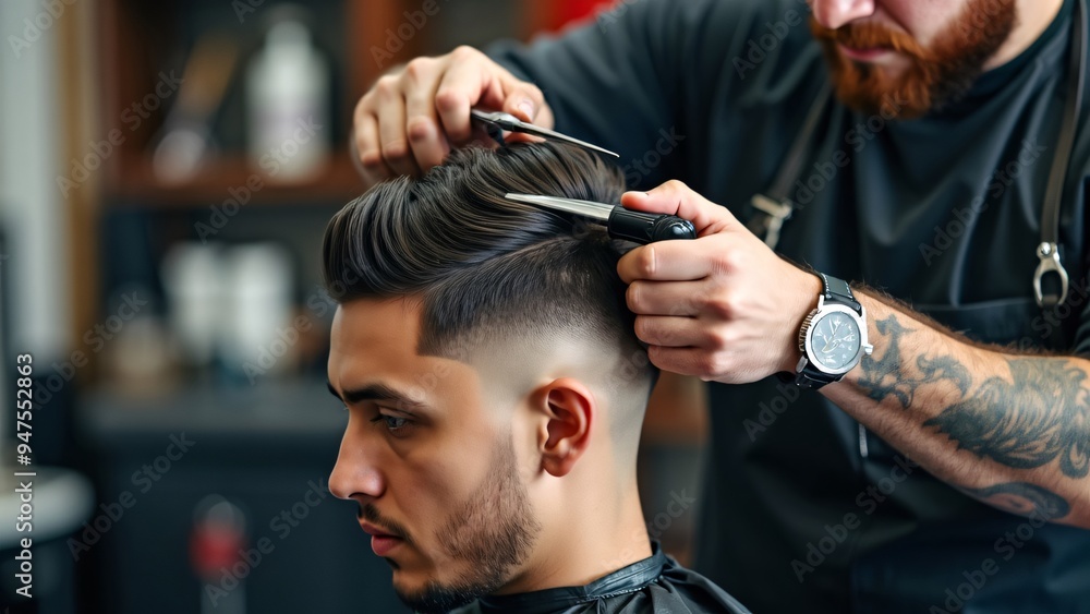 Fototapeta premium Hairdresser cutting hair