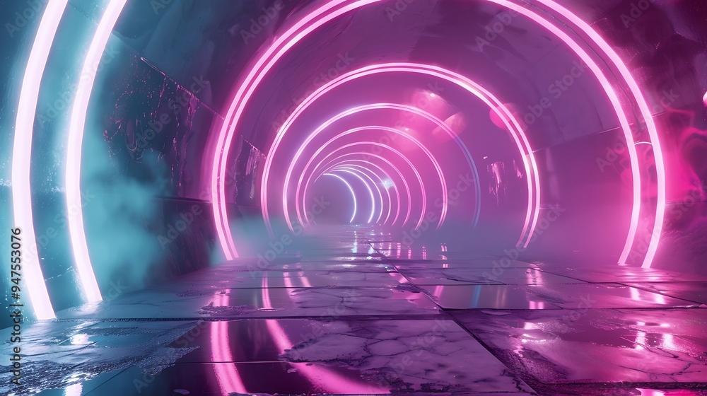 Fototapeta premium Abstract Neon Light Tunnel