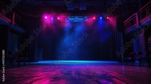 Dark Stage with Pink and Blue Lights