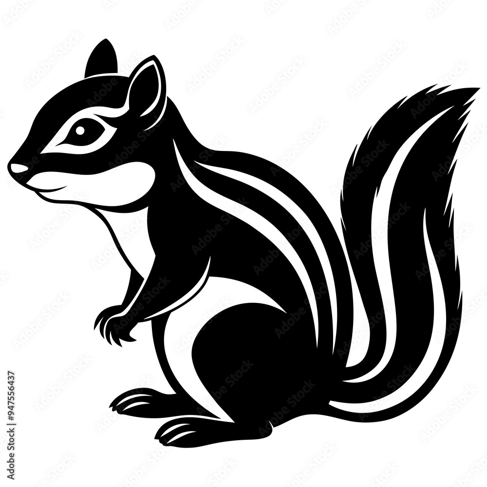 Chipmunk Black Silhouette Black Vector Chipmunk Black Silhouette Black Vector