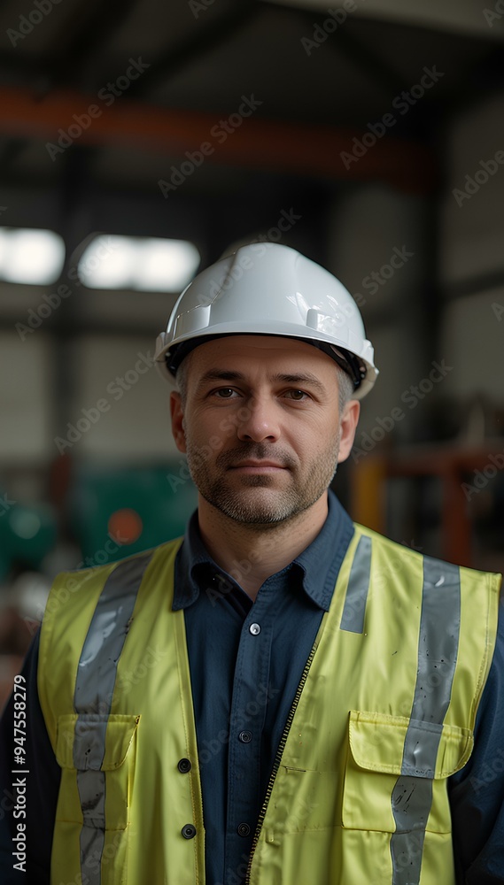 Industrial Worker with Safety Gear in a Workshop – Focus on Safety and Machinery Industrial Worker with Safety Gear in a Workshop – Focus on Safety and Machinery