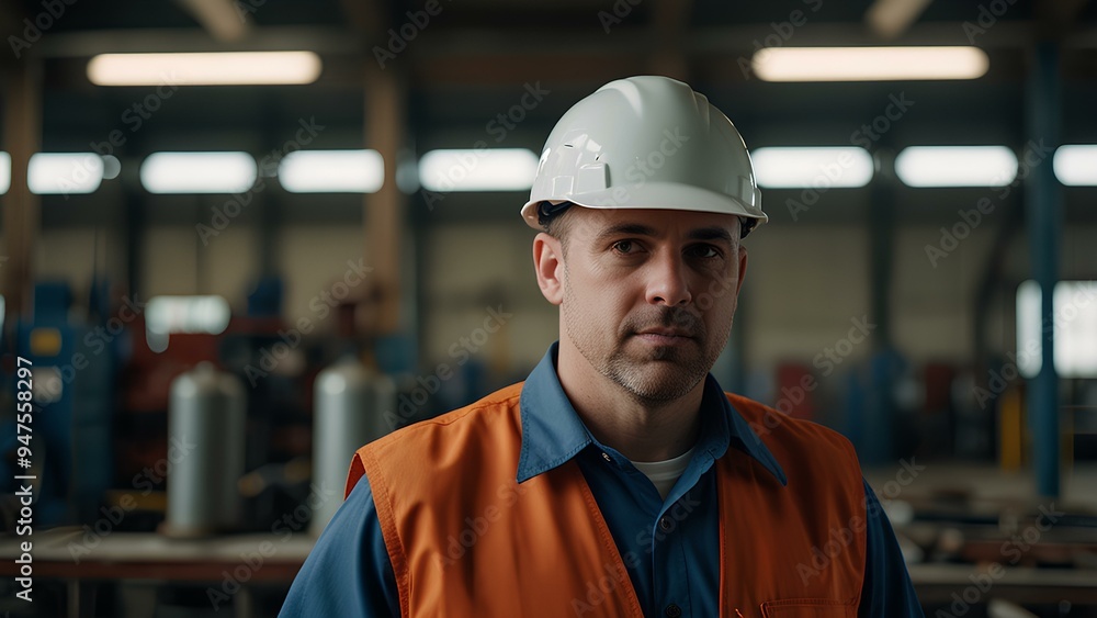 Industrial Worker with Safety Gear in a Workshop – Focus on Safety and Machinery Industrial Worker with Safety Gear in a Workshop – Focus on Safety and Machinery