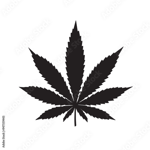 Marijuana leaf silhouette icon design vector illustration on transparent background.