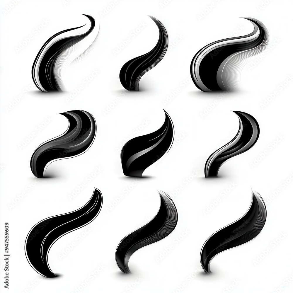 Vector set of swirling air currents, minimal and dynamic element Vector set of swirling air currents, minimal and dynamic element