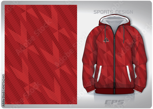 Vector sports hoodie background image.red diagonal triangle pattern design, illustration, textile background for sports long sleeve hoodie,jersey hoodie