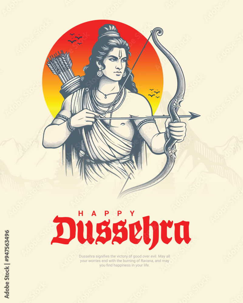 Obraz premium Happy Dussehra and Subh Vijayadashami with ravan dahan social media post banner template 