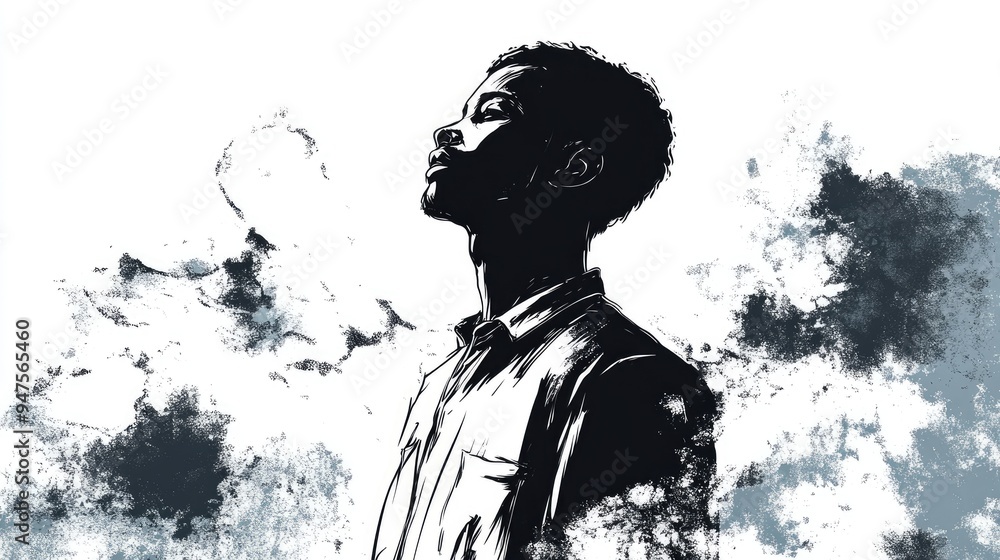Hand drawn illustration of a man against a backdrop EPS Hand drawn illustration of a man against a backdrop EPS