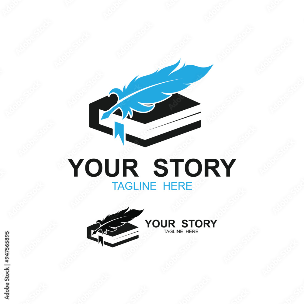 Quill pen icon with book logo design combination. this logo suitable as a business, personal or company logo related to writers, ideas, concepts, art, calligraphy, drawing Quill pen icon with book logo design combination. this logo suitable as a business, personal or company logo related to writers, ideas, concepts, art, calligraphy, drawing