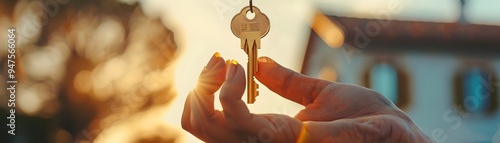 Hands Holding Golden Key wi...