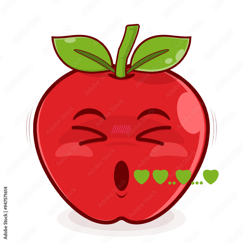 apple whistling love face cartoon cute apple whistling love face cartoon cute