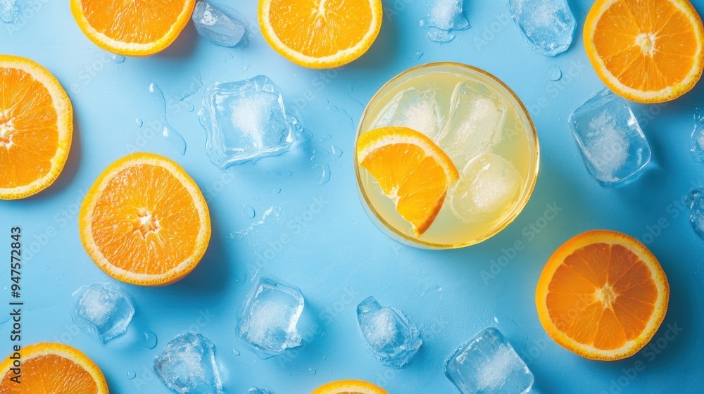 Refreshing Orange Cocktail with Ice Cubes Refreshing Orange Cocktail with Ice Cubes