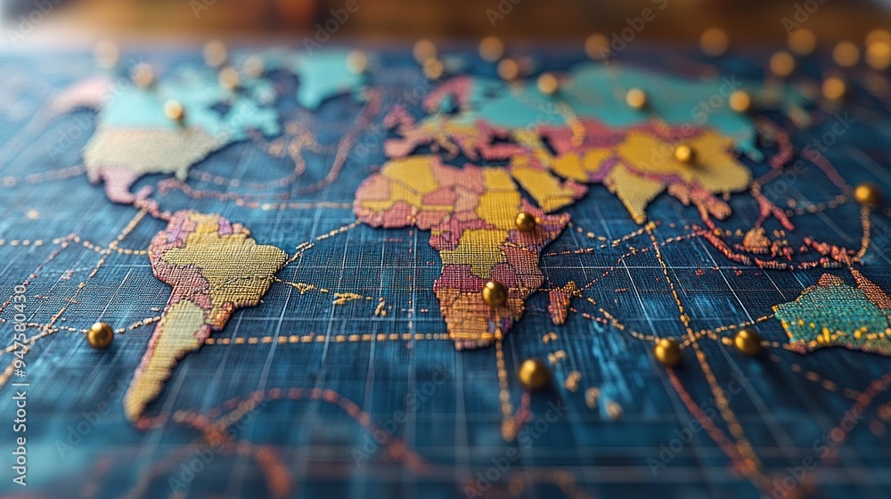 Naklejka premium World Map with Pins