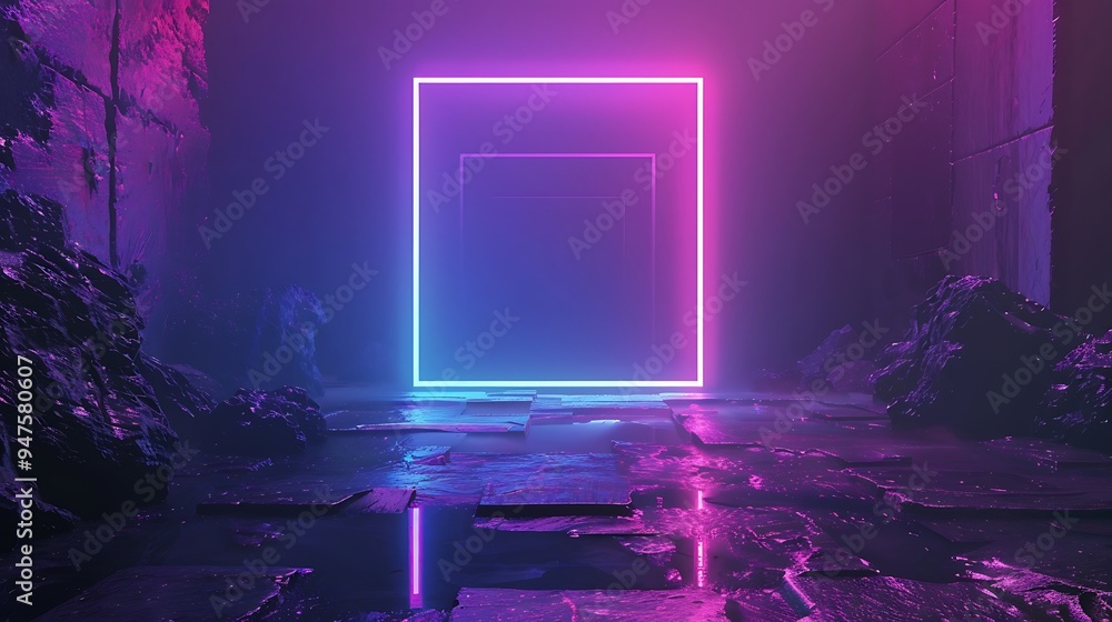 Neon Glow Portal in a Futuristic City Neon Glow Portal in a Futuristic City