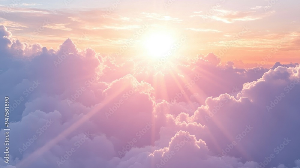 Bright sunbeams sky in pastel shades Bright sunbeams sky in pastel shades