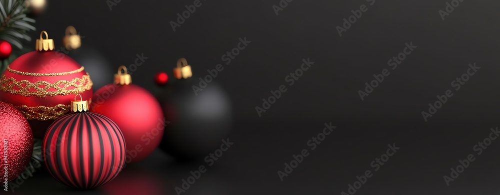 Holidaythemed Black Friday sale banner, festive decorations and discounts, 3D illustration Holidaythemed Black Friday sale banner, festive decorations and discounts, 3D illustration