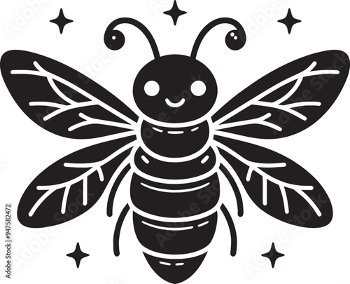 Beautiful firefly insect silhouette illustration isolated on a white background