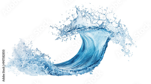 Water splash in wave shape isolated on white background