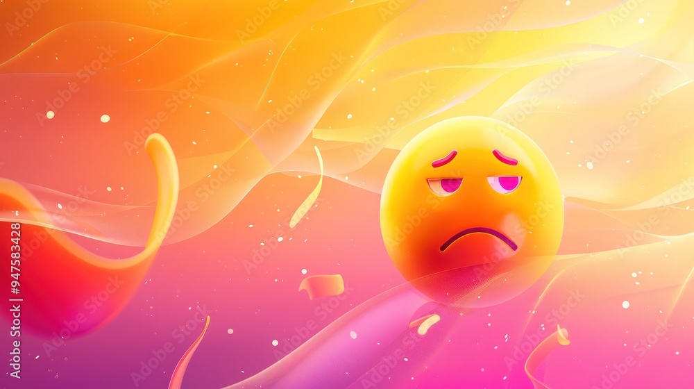 Sad emojis against an abstract background of soft gradients and dynamic shapes, conveying a quiet atmosphere. Sad emojis against an abstract background of soft gradients and dynamic shapes, conveying a quiet atmosphere.