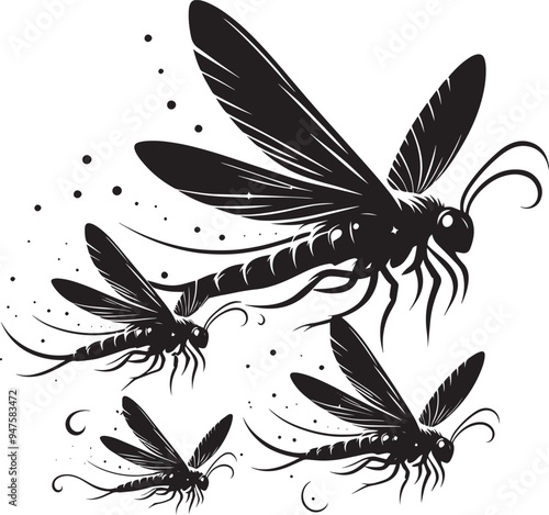 Beautiful firefly insect silhouette illustration isolated on a white background