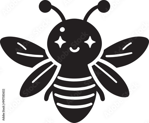 Beautiful firefly insect silhouette illustration isolated on a white background