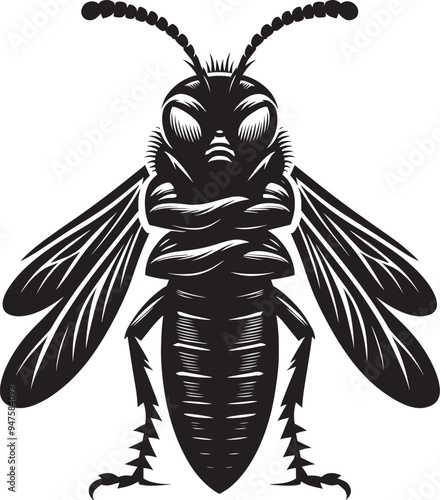 Beautiful firefly insect silhouette illustration isolated on a white background
