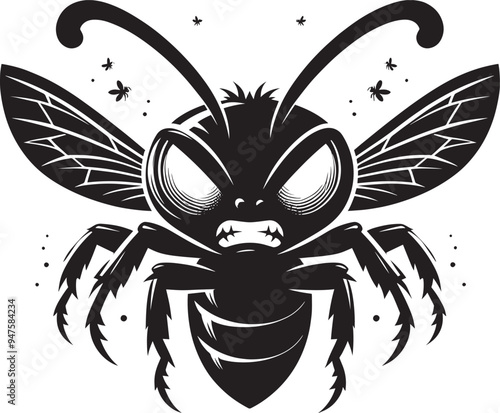 Beautiful firefly insect silhouette illustration isolated on a white background