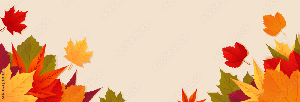 Autumn seasonal background with red, orange, yellow leaves. Vector illustration Autumn seasonal background with red, orange, yellow leaves. Vector illustration