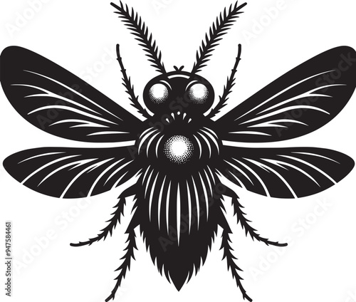 Beautiful firefly insect silhouette illustration isolated on a white background