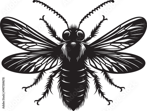 Beautiful firefly insect silhouette illustration isolated on a white background