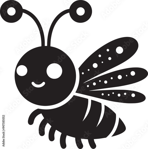 Beautiful firefly insect silhouette illustration isolated on a white background