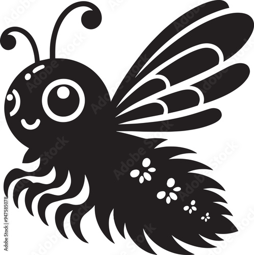 Beautiful firefly insect silhouette illustration isolated on a white background