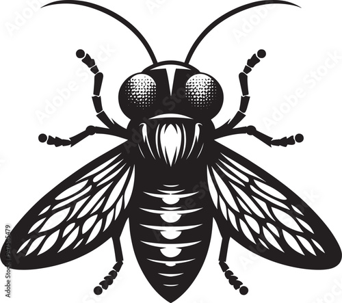 Beautiful firefly insect silhouette illustration isolated on a white background