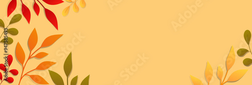Autumn leaves background. Seasonal banner design with falling autumn leaves. Vector illustration