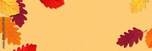 Autumn leaves background. Seasonal banner design with falling autumn leaves. Vector illustration
