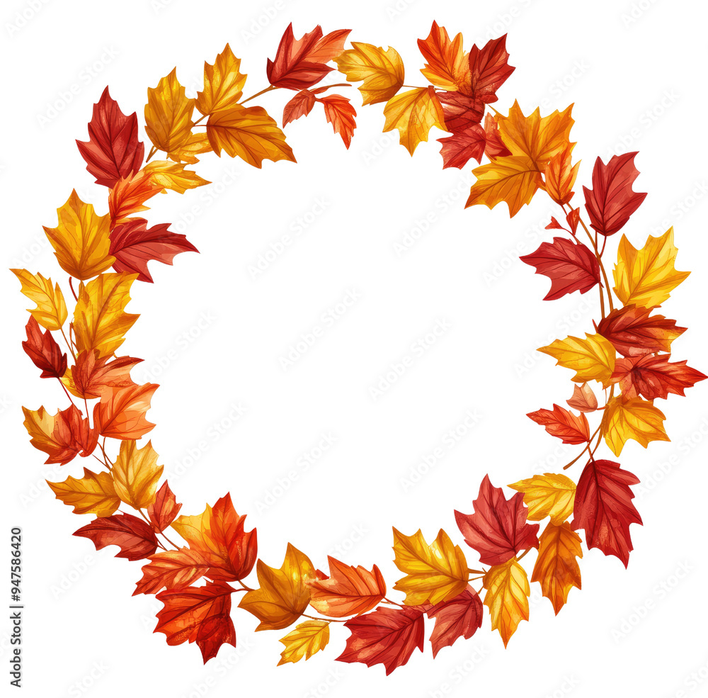 Colorful Autumn Leaves in Circular Frame Clip Art on Transparent or White Background Colorful Autumn Leaves in Circular Frame Clip Art on Transparent or White Background