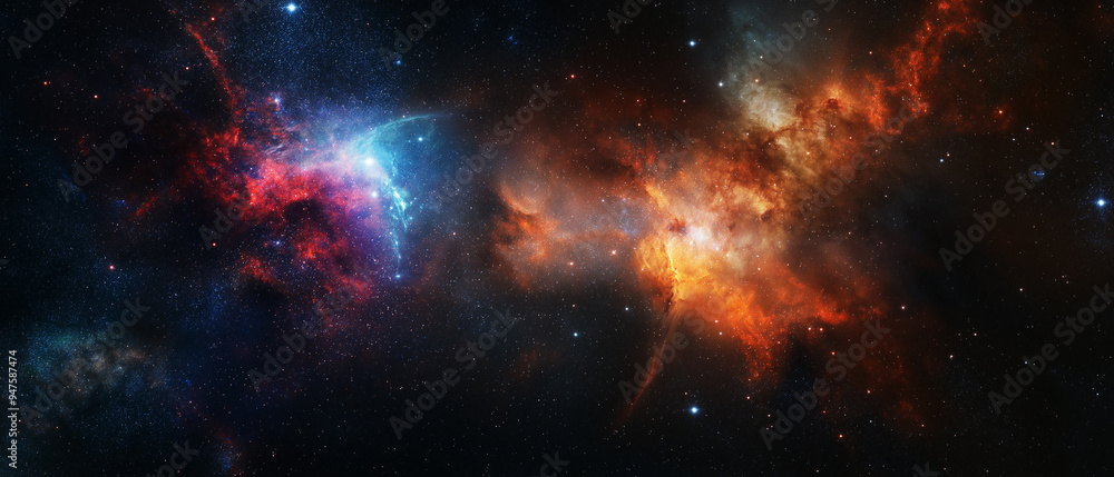 Cosmic void with galaxies background Cosmic void with galaxies background