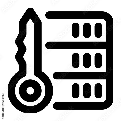 key, unique, relational, database, identify outline icon