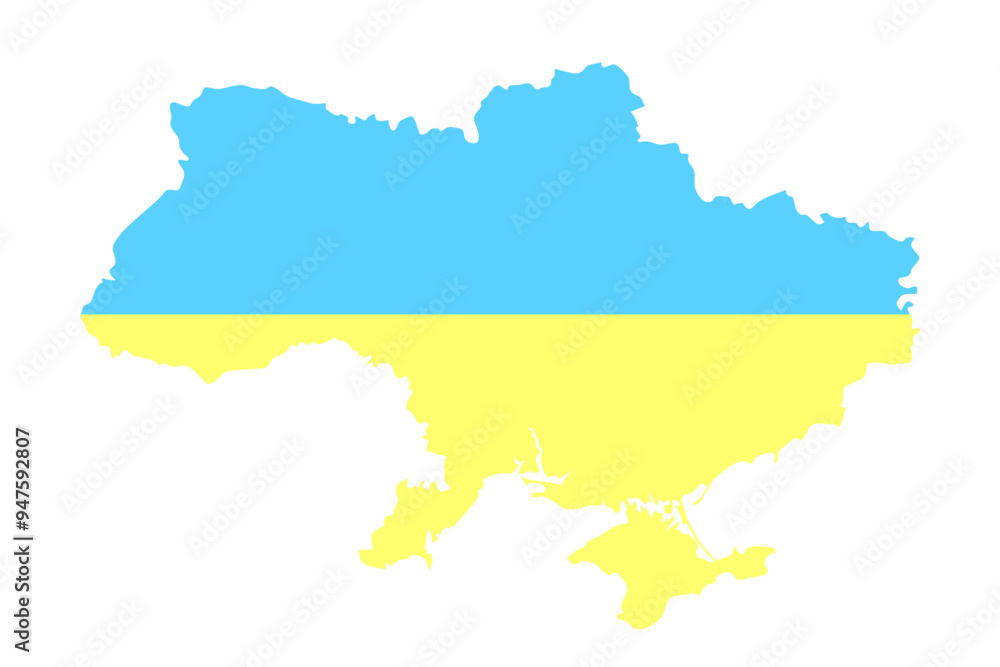 Silhouette map of Ukraine in blue and yellow colors isolated on a transparent background. Vector illustration Silhouette map of Ukraine in blue and yellow colors isolated on a transparent background. Vector illustration