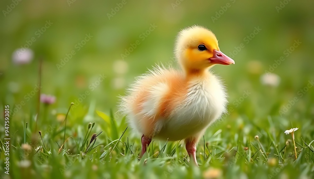 Adorable Baby Duckling in Green Grass Adorable Baby Duckling in Green Grass