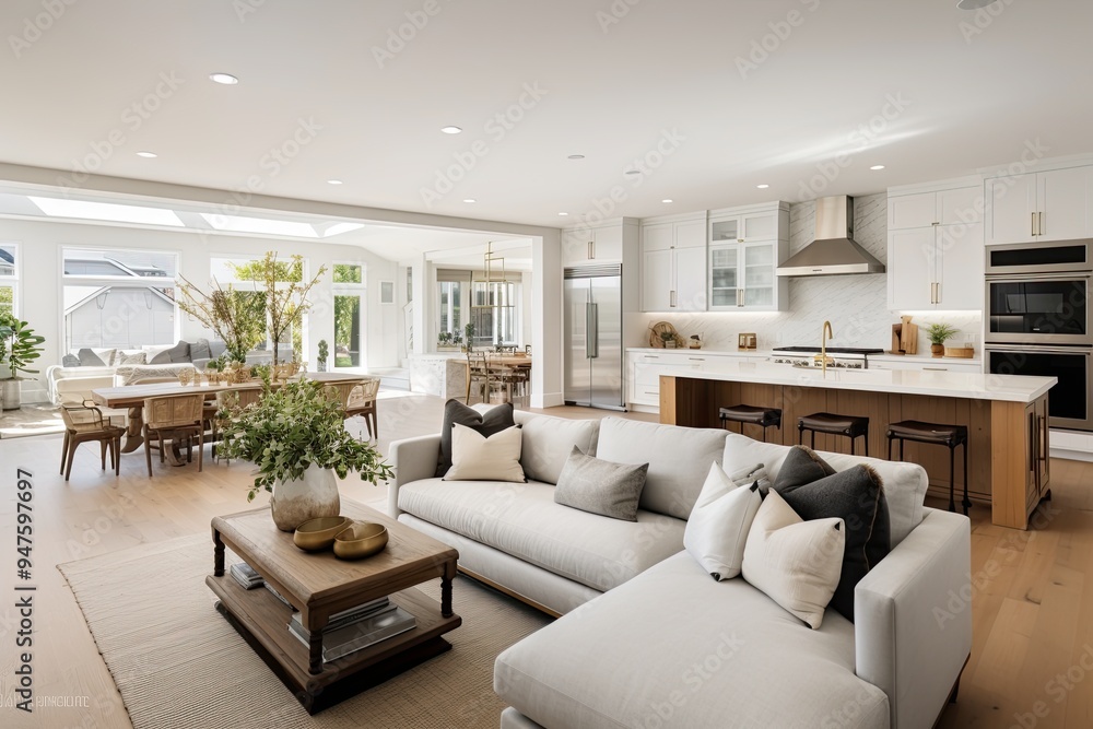 Fototapeta premium Ultra modern living room designed to be a virtual gallery for your personal art 