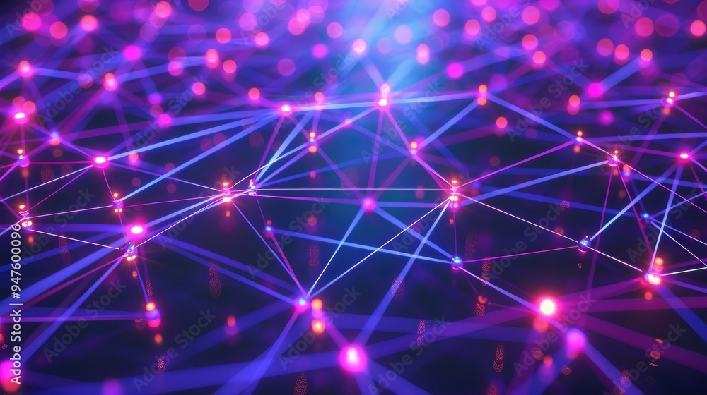 Digital network connections glowing in a geometric pattern Digital network connections glowing in a geometric pattern
