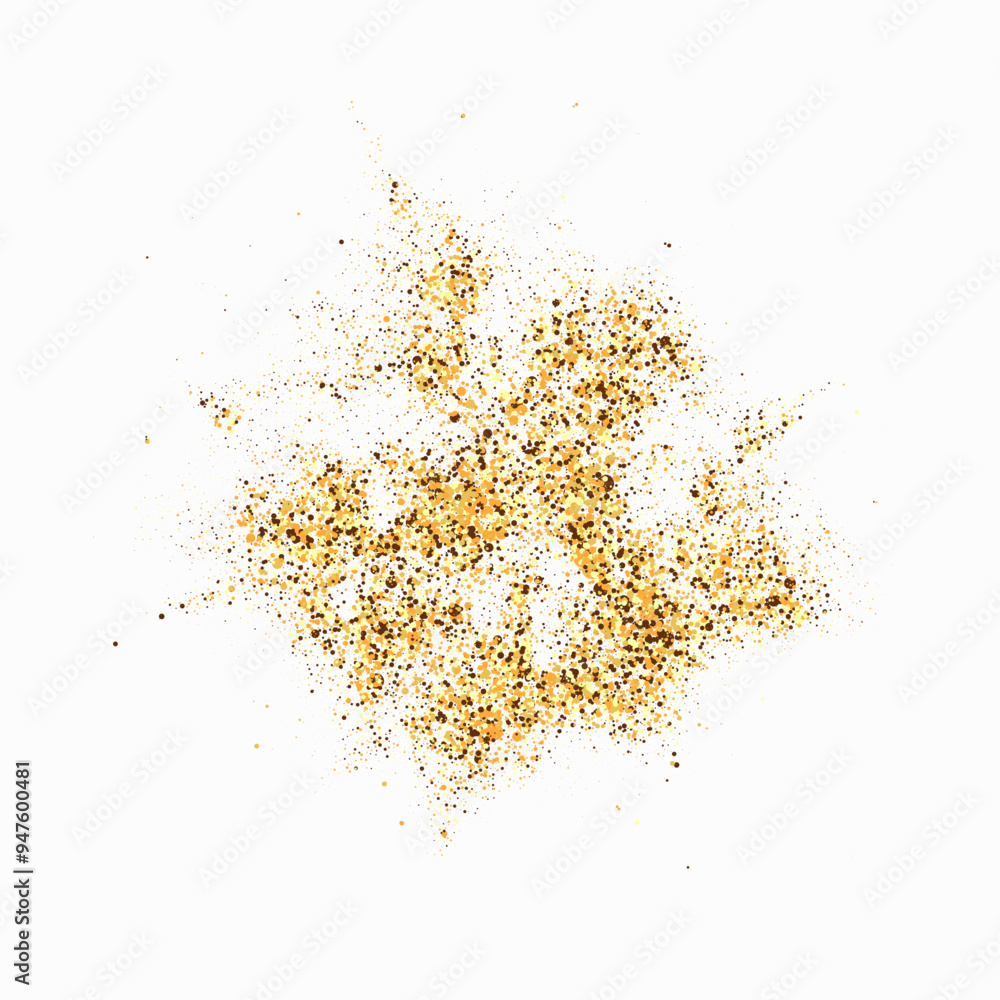 Scattered golden particles on white background. Holiday background or design element. Scattered golden particles on white background. Holiday background or design element.