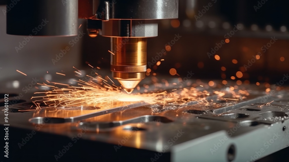 Close-up of a Laser Cutting Machine in Operation Close-up of a Laser Cutting Machine in Operation