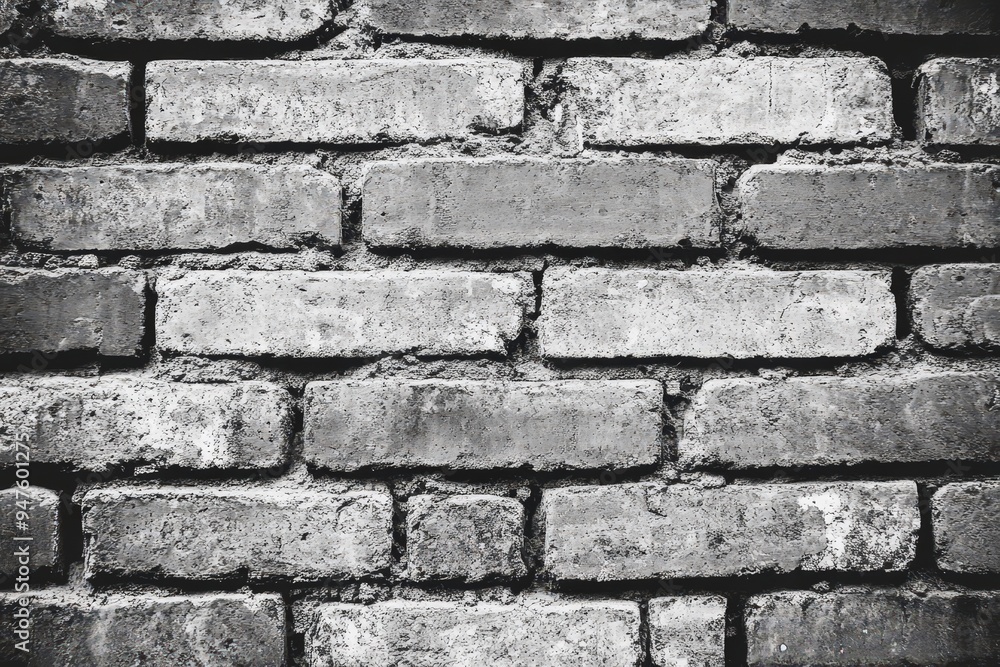 Weathered Gray Brick Wall with Rough Texture Weathered Gray Brick Wall with Rough Texture
