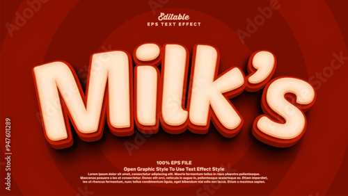 Milk's word 3d bold editable text effect theme.
