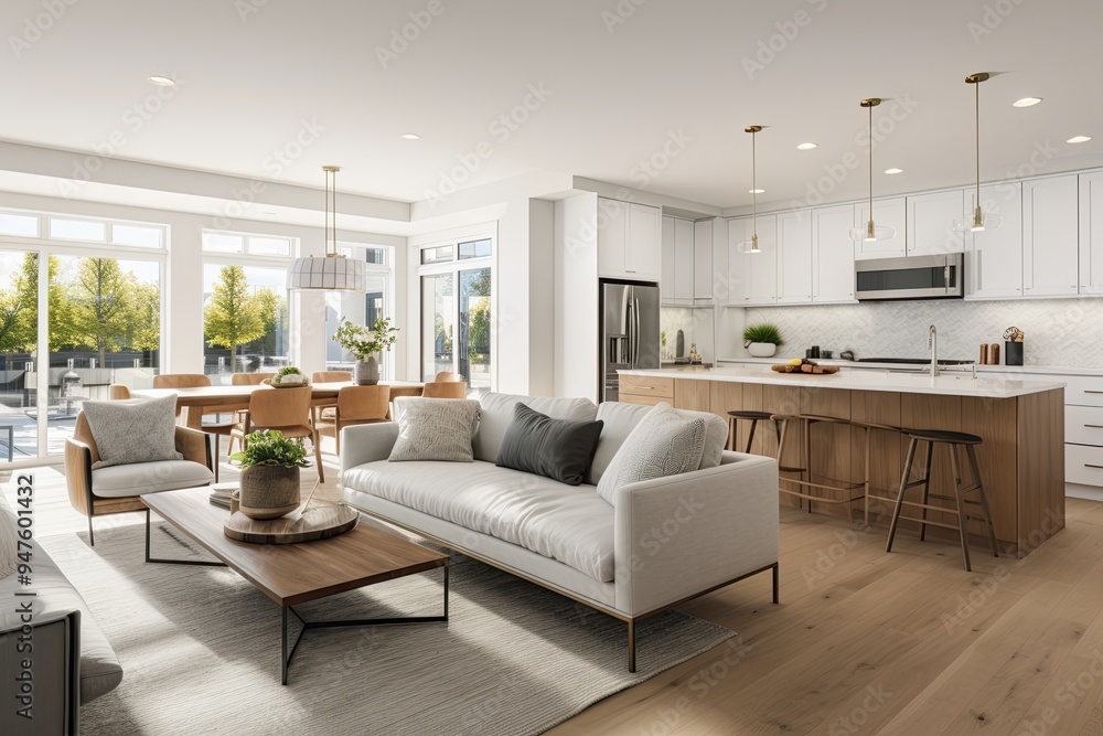 Fototapeta premium Ultra modern living room designed to be a virtual gallery for your personal art